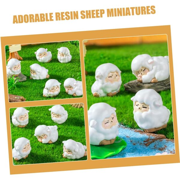 STOBAZA Miniatur-Schaffiguren aus Kunstharz – 6 Stück für DIY-Gartendekoration und Mikrolandschaften