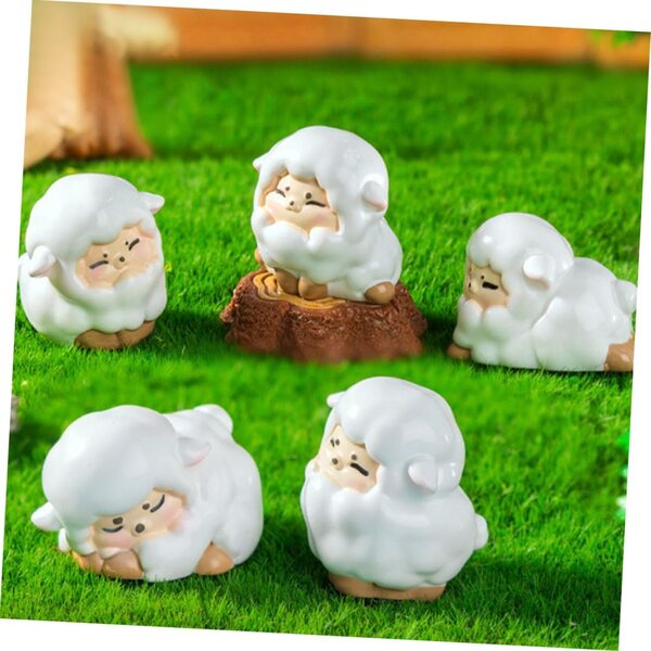 STOBAZA Miniatur-Schaffiguren aus Kunstharz – 6 Stück für DIY-Gartendekoration und Mikrolandschaften