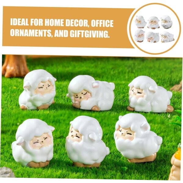 STOBAZA Miniatur-Schaffiguren aus Kunstharz – 6 Stück für DIY-Gartendekoration und Mikrolandschaften