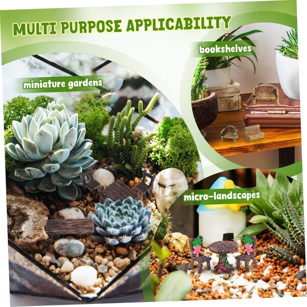 STOBAZA Set 10 Miniature Tavoli e Sedie in Resina per Decorazioni da Giardino e Casa