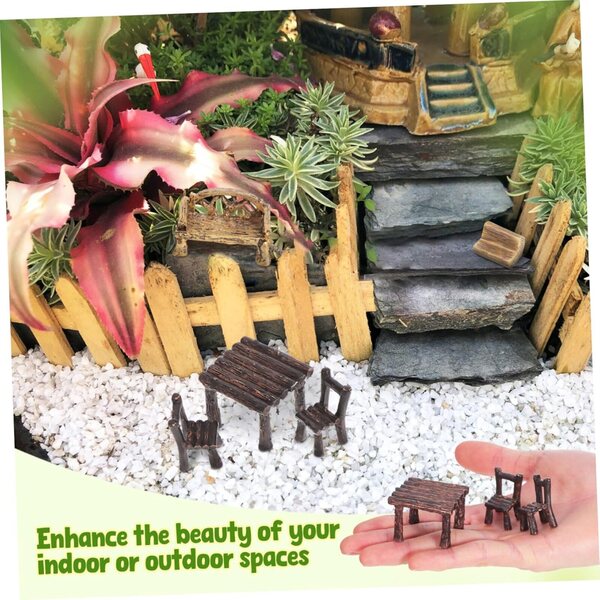 STOBAZA Set 10 Miniature Tavoli e Sedie in Resina per Decorazioni da Giardino e Casa