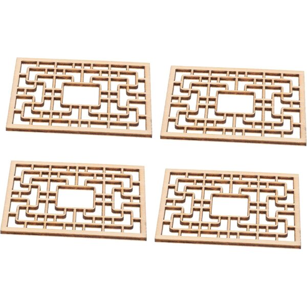 STOBAZA Set mit 4 Miniatur-Holzfenstern im chinesischen Design für Dekorationen und Modellbau
