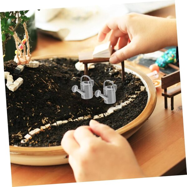 Mini annaffiatoi, set da 4, per decorare il giardino della casa delle bambole e annaffiare le piante in miniatura