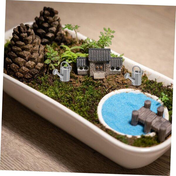 Mini annaffiatoi, set da 4, per decorare il giardino della casa delle bambole e annaffiare le piante in miniatura