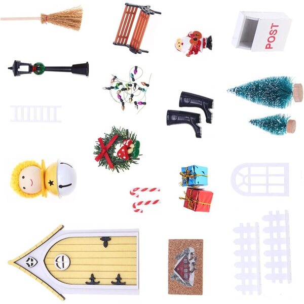Set di porta gnomi natalizi bianchi in miniatura per casa delle bambole e decorazioni creative