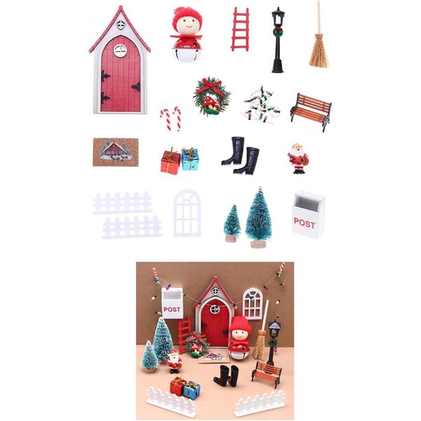 Set di porta gnomi natalizi bianchi in miniatura per casa delle bambole e decorazioni creative