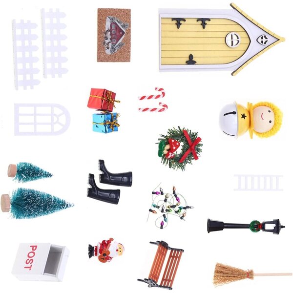 Set di porta gnomi natalizi bianchi in miniatura per casa delle bambole e decorazioni creative