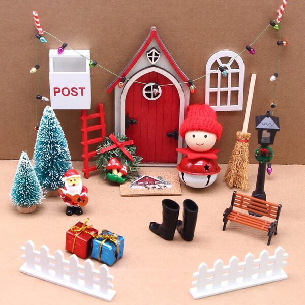 Set di porta gnomi natalizi bianchi in miniatura per casa delle bambole e decorazioni creative