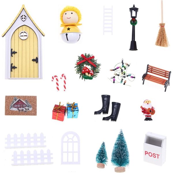 Set di porta gnomi natalizi bianchi in miniatura per casa delle bambole e decorazioni creative