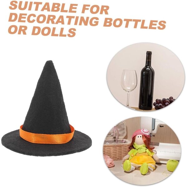 Miniatur-Hexenhüte und Besen-Set für Halloween-Dekorationen, 2-teilig