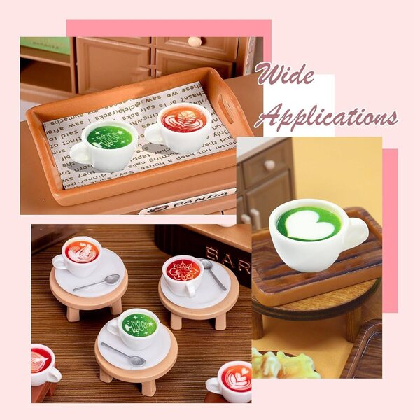 Miniatur-Kaffeetassen-Set aus Kunstharz, 40-teilig, für Dioramen und Puppenhäuser