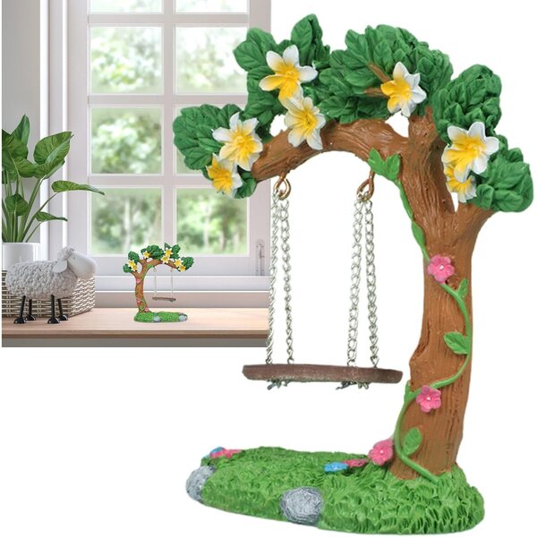 Altalena da giardino fatata in miniatura in resina sintetica - decorazione ideale per la casa delle bambole e il giardino