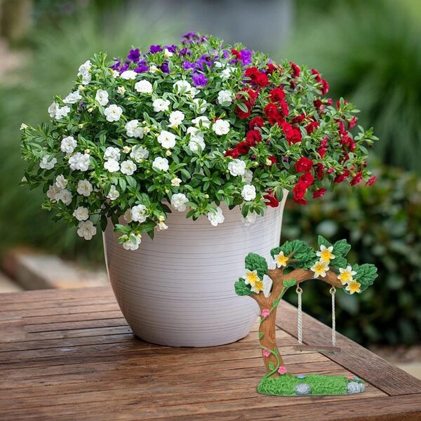 Altalena da giardino fatata in miniatura in resina sintetica - decorazione ideale per la casa delle bambole e il giardino