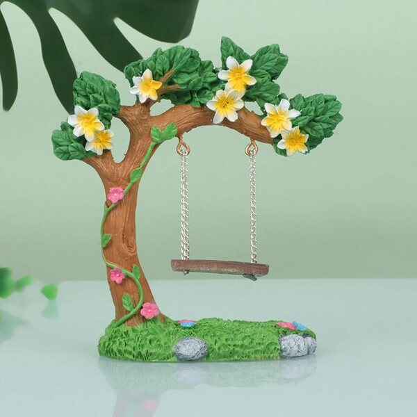 Altalena da giardino fatata in miniatura in resina sintetica - decorazione ideale per la casa delle bambole e il giardino