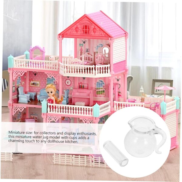 STOBAZA Miniatur-Wasserkocher und Glasbecher-Set für Puppenhaus