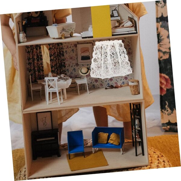 STOBAZA Miniature tende con pizzo e motivo floreale 1:12 per finestre casa delle bambole
