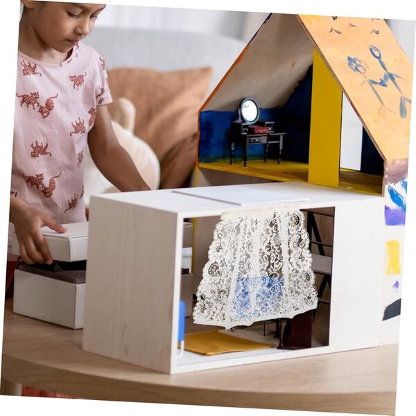 STOBAZA Miniature tende con pizzo e motivo floreale 1:12 per finestre casa delle bambole