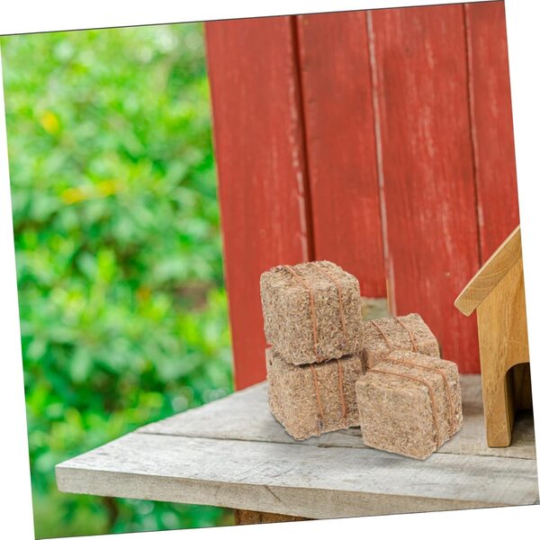 STOBAZA 4 Mini Heuballen in Legno per Decorazioni Rustiche e Modellismo