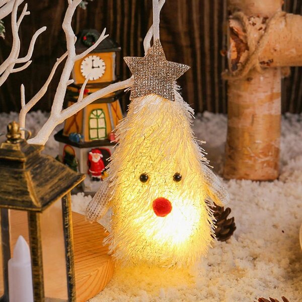 Decorazioni Natalizie Luminose per Albero 9x5x13cm in ABS e Stoffa