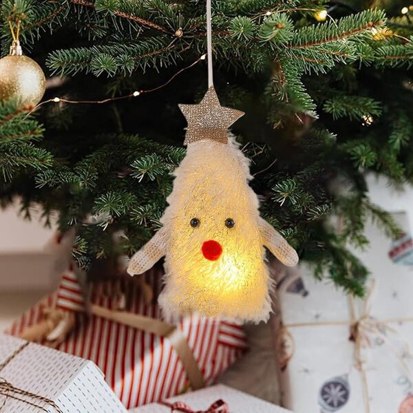 Decorazioni Natalizie Luminose per Albero 9x5x13cm in ABS e Stoffa
