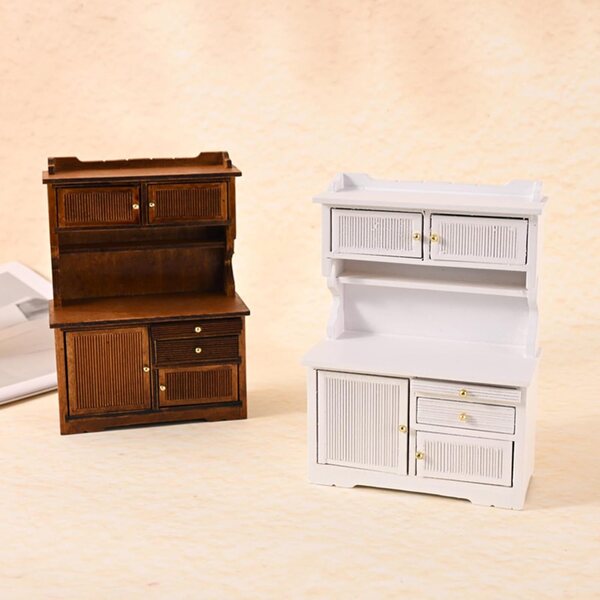 Antikes Miniatur-Sideboard aus Holz im Maßstab 1:12 für Puppenhäuser und zum Sammeln
