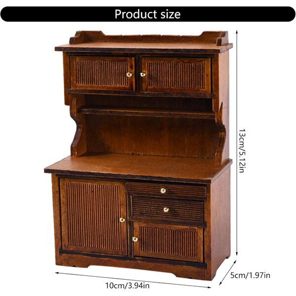 Antikes Miniatur-Sideboard aus Holz im Maßstab 1:12 für Puppenhäuser und zum Sammeln