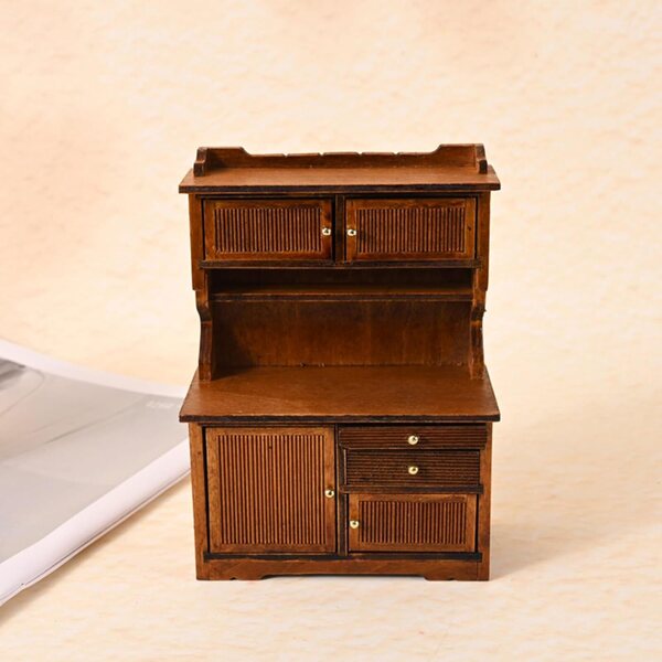 Antikes Miniatur-Sideboard aus Holz im Maßstab 1:12 für Puppenhäuser und zum Sammeln