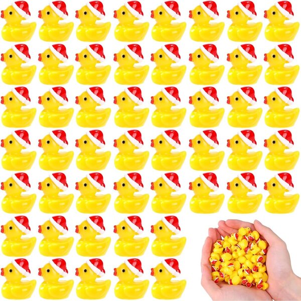 80 Mini Paperelle in Resina con Cappello di Natale per Decorazioni Natalizie