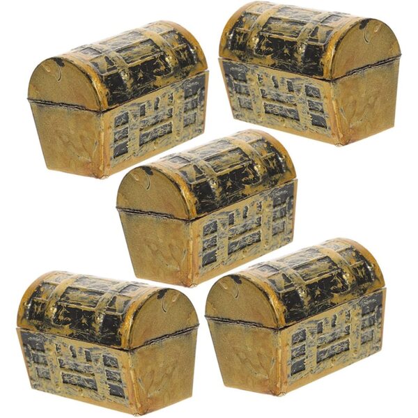 STOBAZA Set mit 5 Mini-Schatztruhen aus goldenem Kunststoff für Dekorationen und Sammlungen