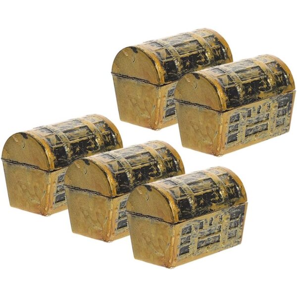 STOBAZA Set 5 Mini Schatztruhen dorate in plastica per decorazioni e collezioni