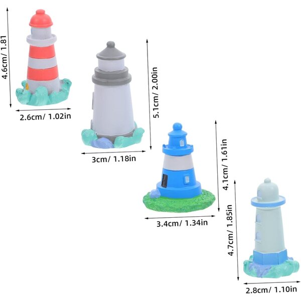 STOBAZA 4 mini figure di fari in resina - Decorazione da tavola nautica mediterranea