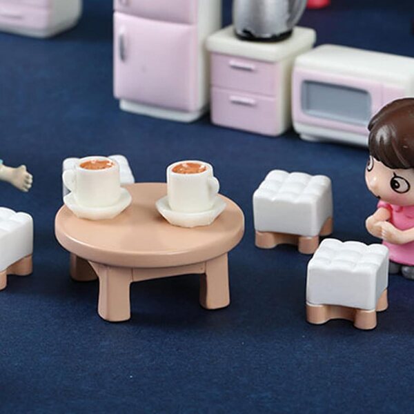 Set Miniature Mobili Realistici in Legno per Case delle Bambole con Tazza da Caffè