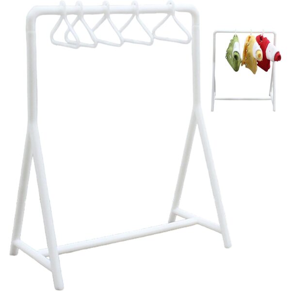Organizer per Abiti Puppa 1:12 con 6 Mini Appendiabiti, Accessorio Realistico in Plastica