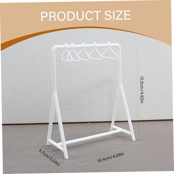 Organizer per Abiti Puppa 1:12 con 6 Mini Appendiabiti, Accessorio Realistico in Plastica