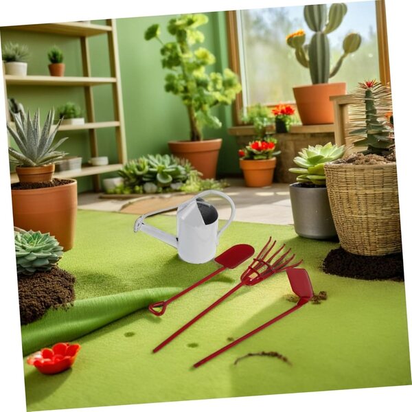 Miniature attrezzi da giardino in metallo per giardini di bambole e succulente, con annaffiatoio e set completo