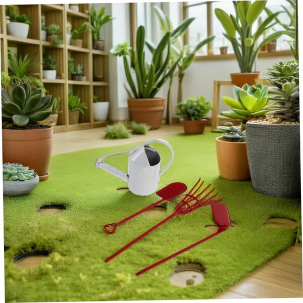 Miniature attrezzi da giardino in metallo per giardini di bambole e succulente, con annaffiatoio e set completo