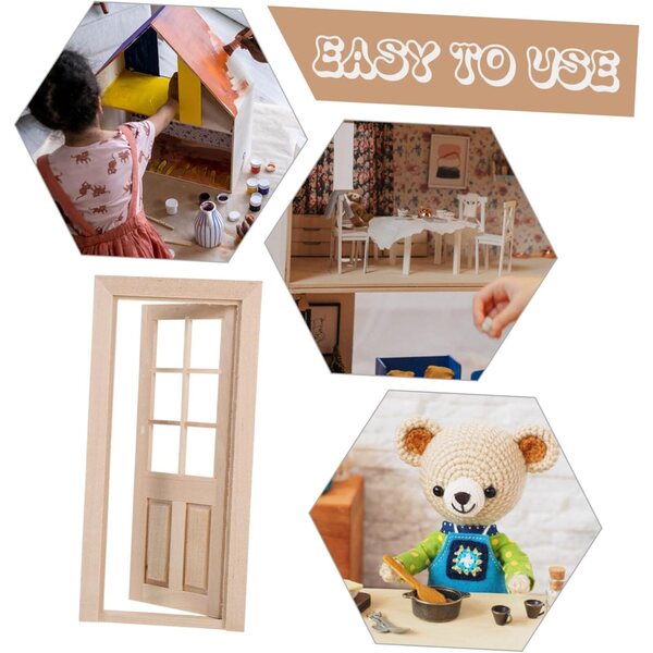 Khakifarbene PVC-Puppenhaus-Miniaturtür für DIY-Projekte und Dekorationen