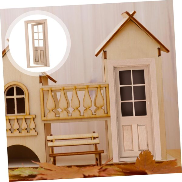 Khakifarbene PVC-Puppenhaus-Miniaturtür für DIY-Projekte und Dekorationen