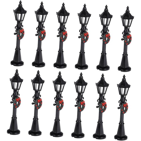 STOBAZA 12 Mini Lampioni in Metallo Nero, Miniature Stradali per Case delle Bambole 1:12