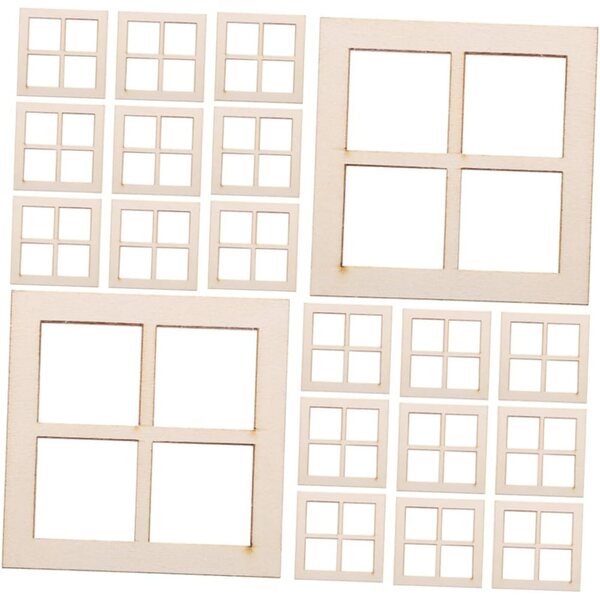 STOBAZA 24 Miniature finestre in legno per case delle bambole, accessori realistici