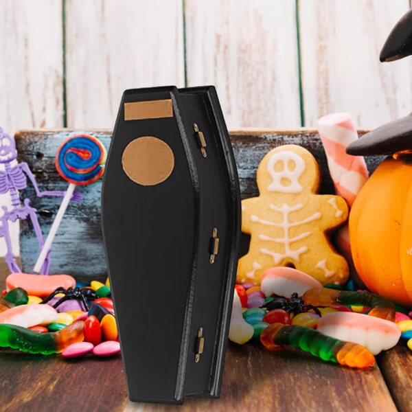 7" Mini-Sarg aus Holz mit Öffnung und seitlichen Griffen für Dioramen und Halloween