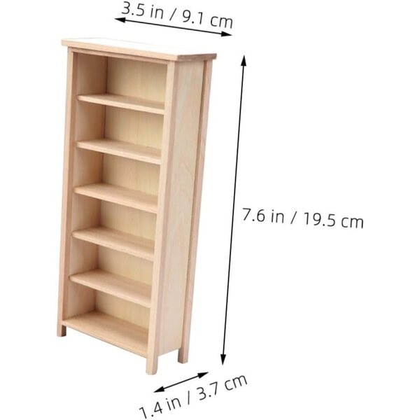 STOBAZA Mini Libreria in Legno 1:12 per Casa delle Bambole, 2 Pezzi, Verticale e Stabile