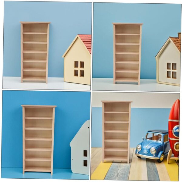 STOBAZA Mini Libreria in Legno 1:12 per Casa delle Bambole, 2 Pezzi, Verticale e Stabile