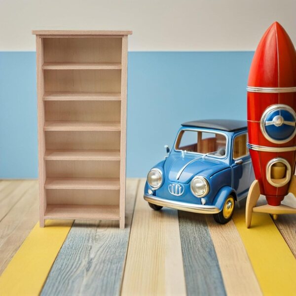 STOBAZA Mini Libreria in Legno 1:12 per Casa delle Bambole, 2 Pezzi, Verticale e Stabile