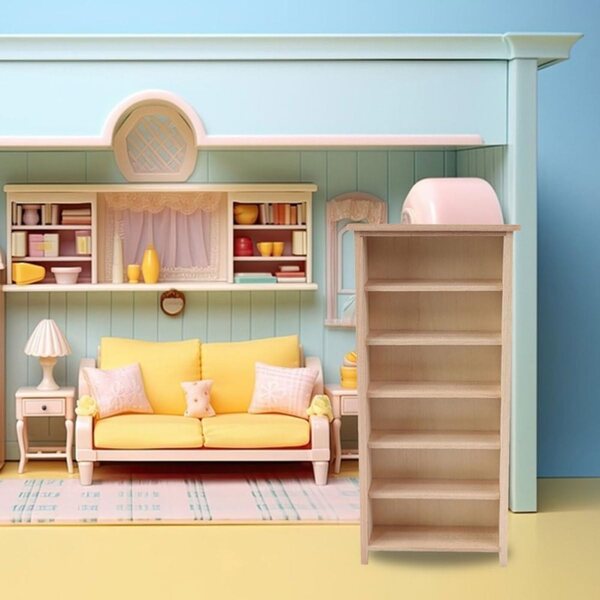 STOBAZA Mini Libreria in Legno 1:12 per Casa delle Bambole, 2 Pezzi, Verticale e Stabile