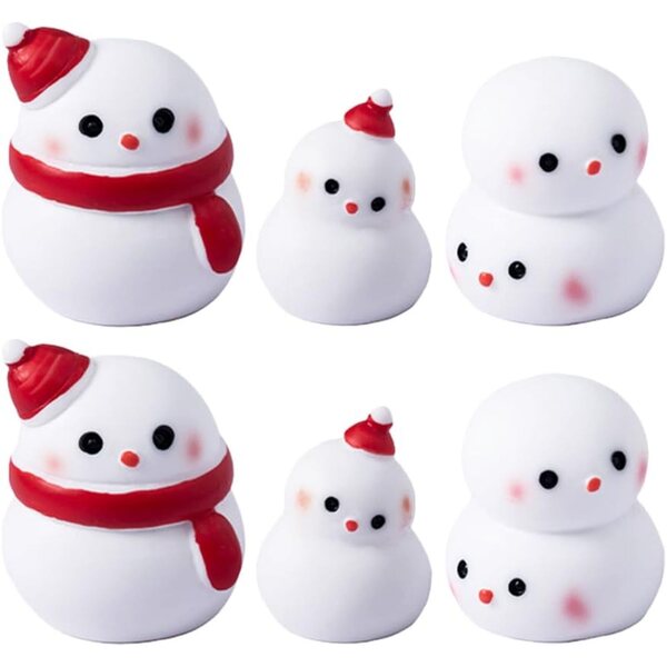 Confezione 6 Miniature Pupazzi di Neve in Resina per Decorazioni Natalizie