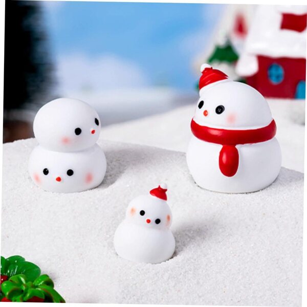 Confezione 6 Miniature Pupazzi di Neve in Resina per Decorazioni Natalizie
