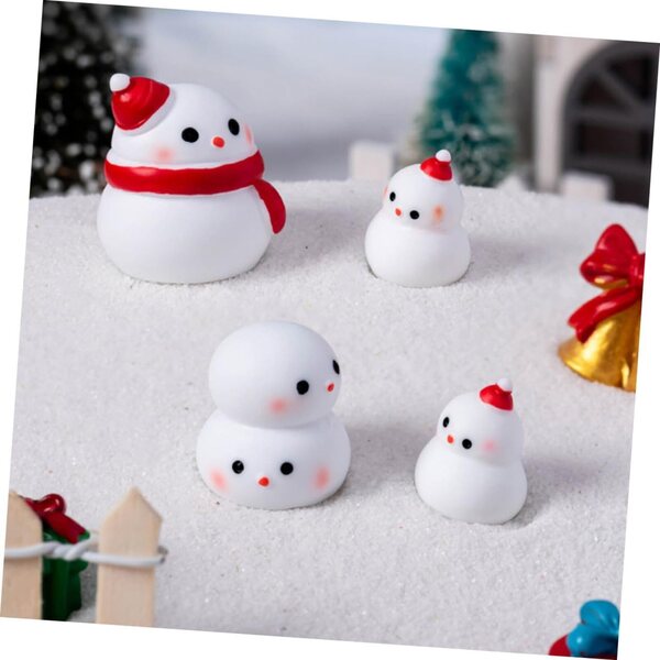 Confezione 6 Miniature Pupazzi di Neve in Resina per Decorazioni Natalizie