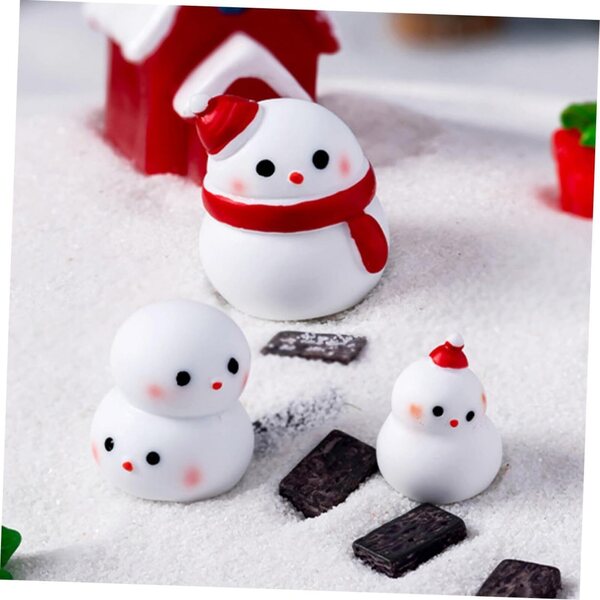 Confezione 6 Miniature Pupazzi di Neve in Resina per Decorazioni Natalizie