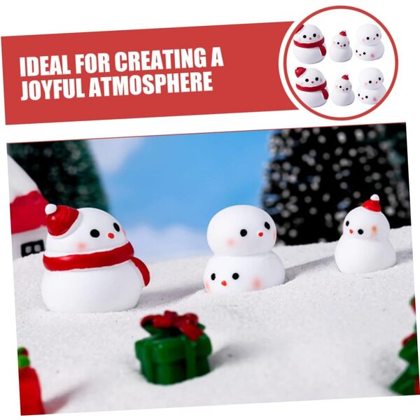 Confezione 6 Miniature Pupazzi di Neve in Resina per Decorazioni Natalizie